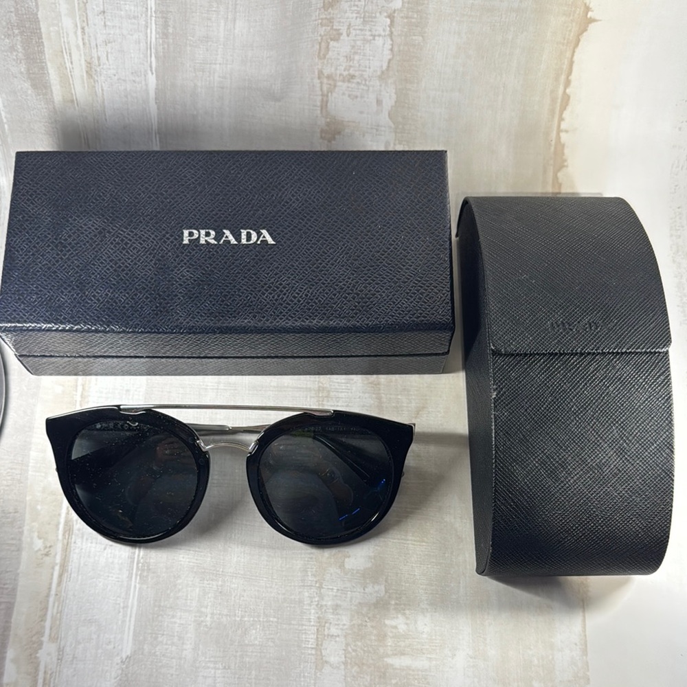 Prada Black and Silver Sunglasses